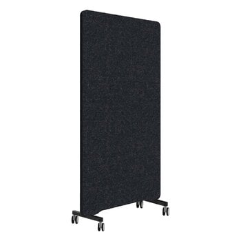 Lintex Edge floor screen with castors, dark grey - black, product image