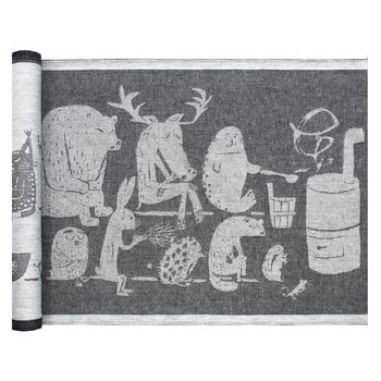 Lapuan Kankurit Eläinten Sauna laudeliina, 46 x 150 cm, musta - pellava