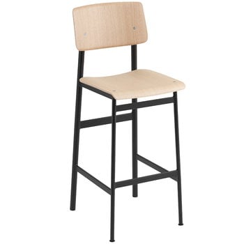 Muuto Loft bar stool 75 cm, black - oak