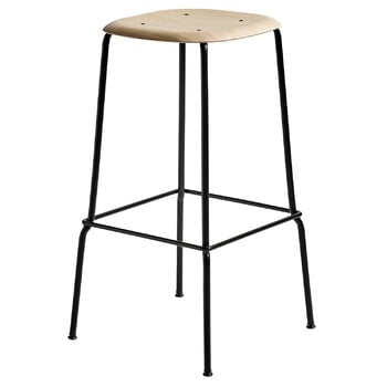 HAY Tabouret de bar Soft Edge 80, 75 cm, noir - chêne laqué