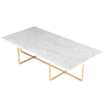 OX Denmarq Ninety Tisch, groß, weißer Marmor – Messing
