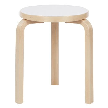 Hocker, Aalto Hocker 60, weißes Laminat, Weiß