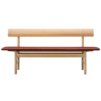 Benches, Mogensen 3171 bench, soaped oak - burnt sienna leather, Natural