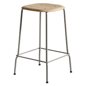 HAY Soft Edge 80 bar stool 65 cm, soft grey - lacquered oak