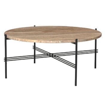 GUBI Tavolino TS, 80 cm, nero - travertino grigio marrone