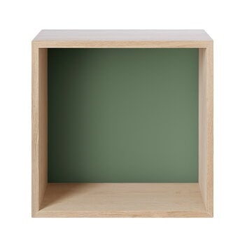 Muuto Stacked 2.0 shelf module w/ background, medium, oak/dusty green 