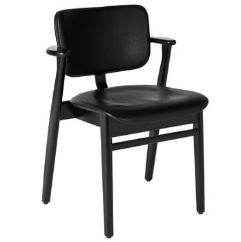 Artek Domus chair, black stained birch - black leather
