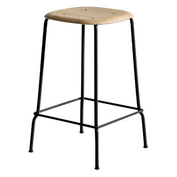 HAY Tabouret de bar Soft Edge 80, 65 cm, noir - chêne laqué