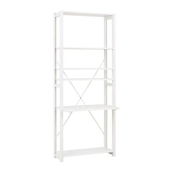 Bookcases, Classic shelf with working space, white, White