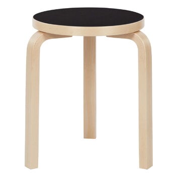 Artek Aalto stool 60, black linoleum - birch