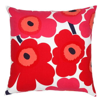 Marimekko Pieni Unikko cushion cover, 50 x 50 cm, white - red