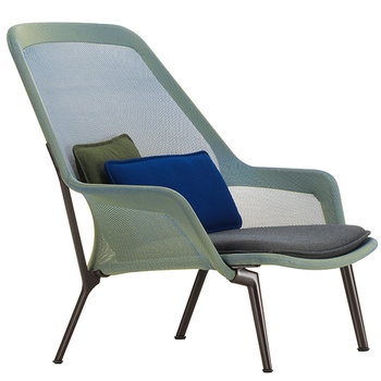 Vitra Slow Chair, blue/green - chocolate
