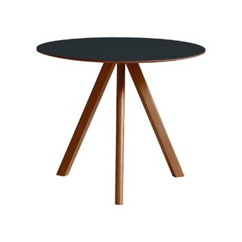 HAY CPH20 Tisch, rund, 90 cm, Nussbaum lackiert – Linoleum dunkelgra