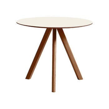 HAY CPH20 round table, 90 cm, lacquered walnut - off white lino