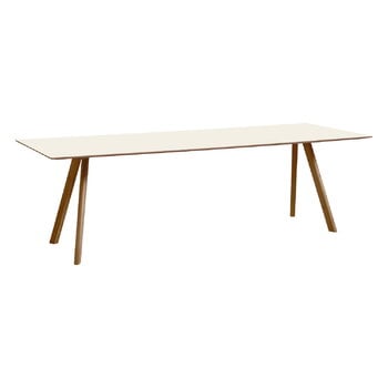 HAY CPH30 Tisch, 250 × 90 cm, Walnuss lackiert - Linoleum cremeweiß