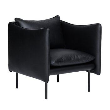 Fogia Tiki armchair, small, black steel - black Elmosoft leather