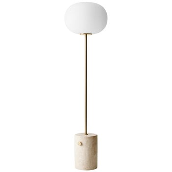 Lampade da terra, Lampada da terra JWDA, travertino - ottone spazzolato, Oro