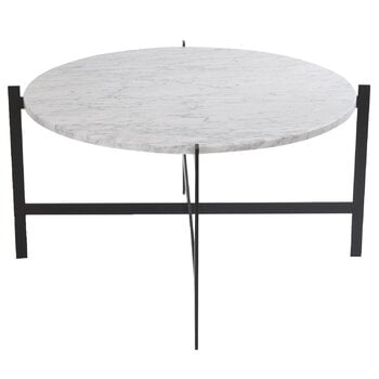 Tavoli da salotto, Tavolo Deck 80 cm, marmo bianco - nero, Bianco