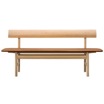 Benches, Mogensen 3171 bench, soaped oak - Omni cognac leather, Brown