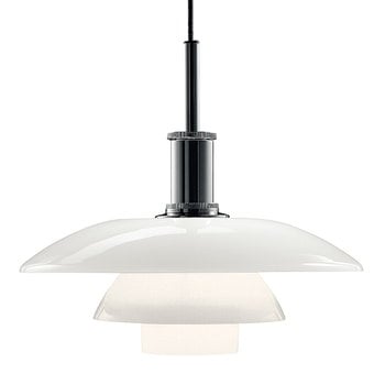 Lampade a sospensione, Lampada PH 4 1/2-4, cromato lucido, vetro opalino, Bianco