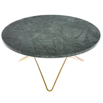 Coffee tables, O table, brass - green marble, Green