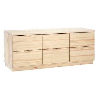 Sideboards och byråer, Classic byrå, 6 lådor, klarlackad furu, Naturfärgad