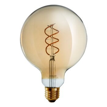 Airam LED filament bulb, G125, E27 4,9W 400lm 2200K, dim., amber, product image