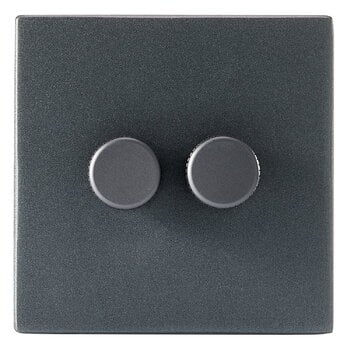 Lighting accessories, Double rotary wall dimmer, graphite, Gray