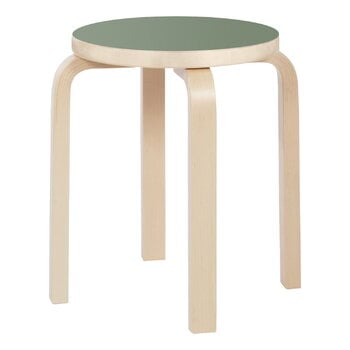 Artek Aalto stool E60, olive linoleum - birch