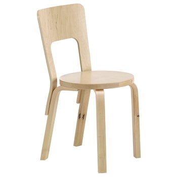 Chaises de salle à manger, Chaise Aalto 66, bouleau sauvage, Naturel