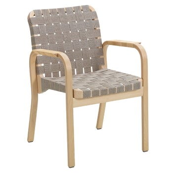 Artek Aalto Armchair 45, birch - natural/black webbing - rattan weave, product image