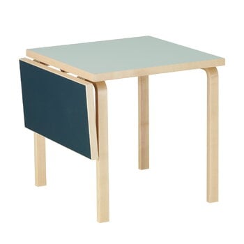 Artek Aalto foldable table DL81C, birch -vapour/smokey blue linoleum