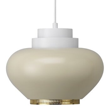 Lampade a sospensione, Lampada a sospensione Aalto A333 "Turnip", bianco - lino, Bianco