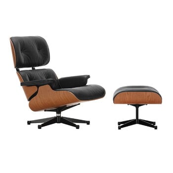 Vitra Eames Lounge Chair&Ottoman, new size, American cherry - black