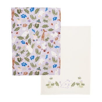 Strofinacci, Set di strofinacci Moomin, 2 pz, 50 x 70 cm, viola - bianco, Bianco
