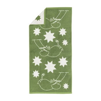 Serviettes de bain, Serviette de bain Moomin, 70 x 140 cm, Étoiles, verte, Vert