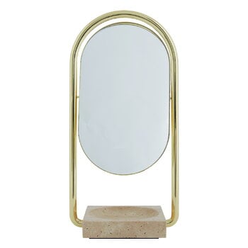 AYTM Angui table mirror, travertine - gold