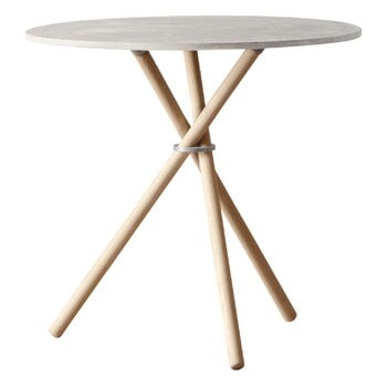 Dining tables, Aldric cafe table, 80 cm, light concrete - light oak, Gray