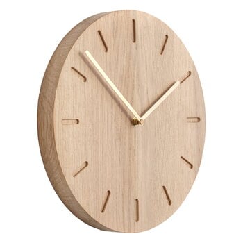 applicata Watch:Out wall clock, oak - brass