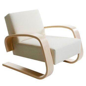 Artek Aalto armchair 400 "Tank", birch - white Hallingdal 100