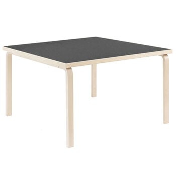 Artek Aalto table 84, 120 x 120 cm, birch - black linoleum, product image