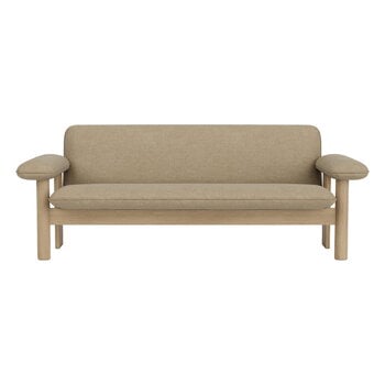 Sofas, Brasilia Sofa, 2-Sitzer, Eiche dunkel gebeizt - Bouclé 02, Beige