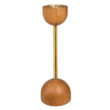 Candleholders, Duo candleholder, 24,5 cm, oak - gold, Gold