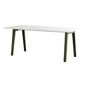 Tavoli da pranzo, Tavolo New Modern 190 x 95 cm, plastica riciclata - verde rosmar, Bianco