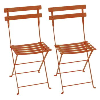 Patio chairs, Bistro Metal chair, 2 pcs, candied orange, Orange