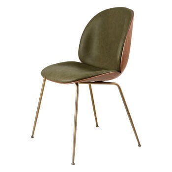 Chaises de salle à manger, Chaise Beetle, laiton vieilli - noyer - Soft Leather Army, Marron