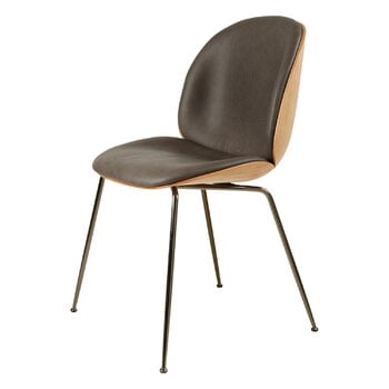 GUBI Beetle chair, black chrome - oak - grey leather Soft