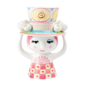 Bjørn Wiinblad Vaso Lady with Hat, 20,5 cm, rosa - giallo, immagine prodotto