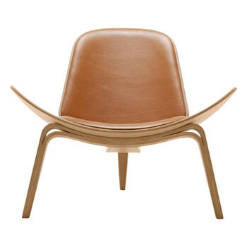 Carl Hansen & Søn CH07 Shell lounge chair, oiled oak - cognac leather Sif 95, product image