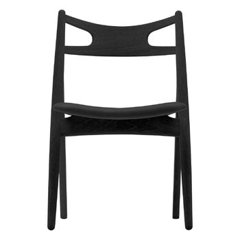 Dining chairs, CH29P chair, black oak- black leather Loke 7150, Black